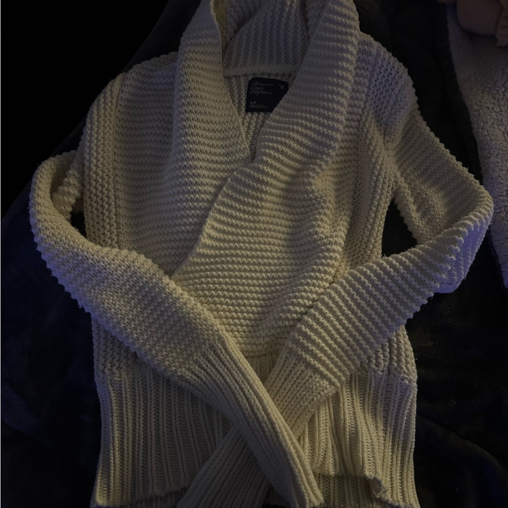 Cozy Shawl Collar Knit Sweater - Cream